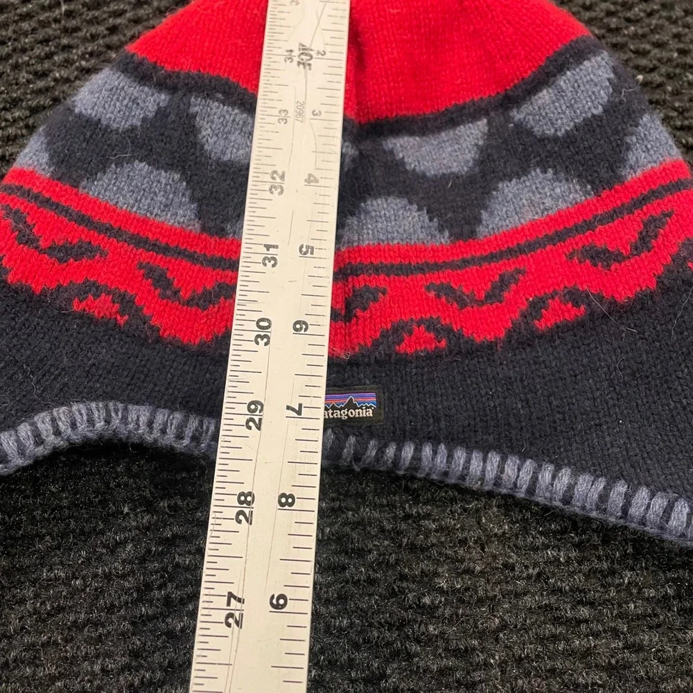 Patagonia Kids Winter Hat Earmuffs‎ Tassels Fair Isle Pattern Red Blue